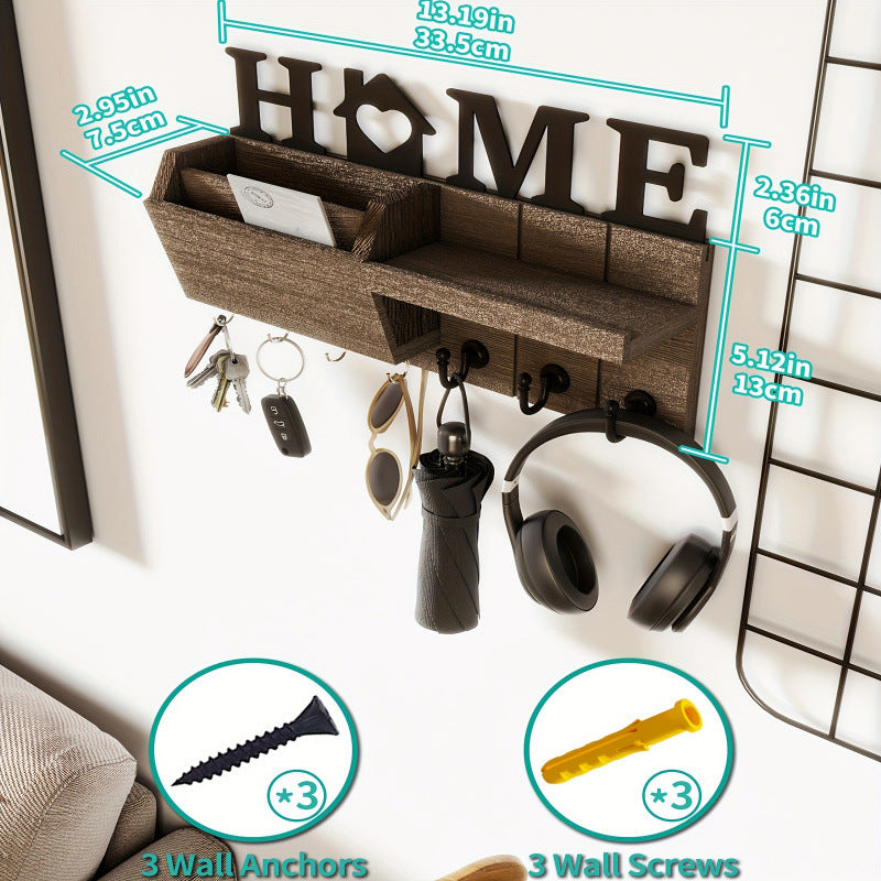 Wall-Mounted Wood Key Holder